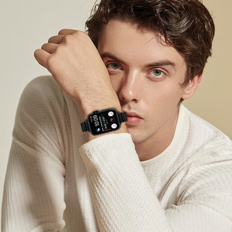 For Apple Watch 42mm / 41mm / 40mm / 38mm Small Waist Slingshot Buckle Steel Watch Band(Black) by bashfashion