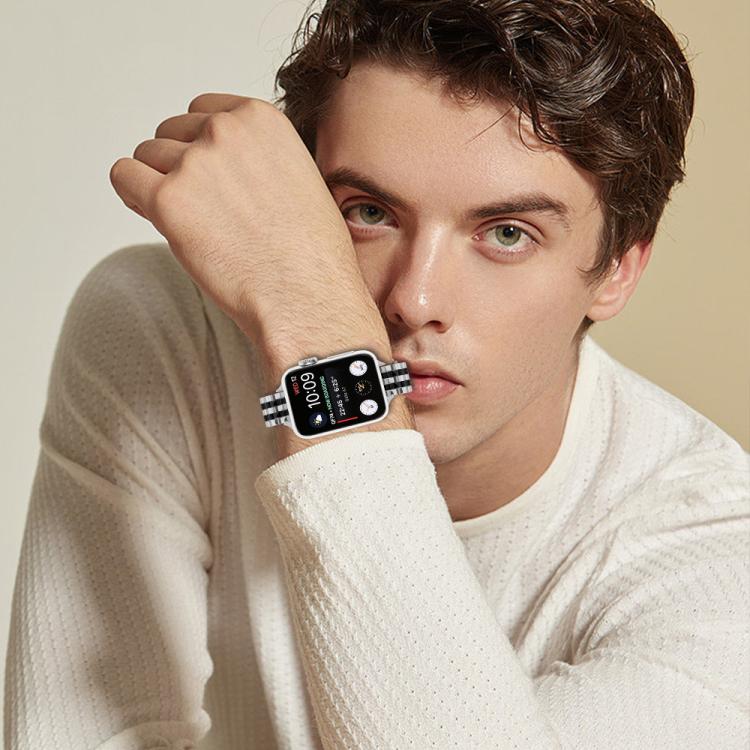 For Apple Watch 42mm / 41mm / 40mm / 38mm Small Waist Slingshot Buckle Steel Watch Band(Between Black) by bashfashion