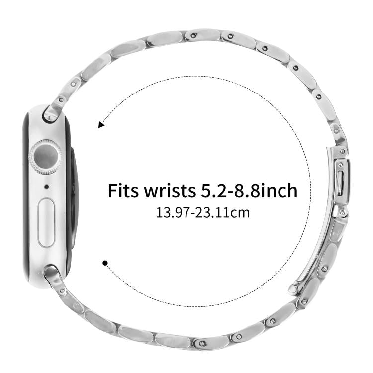 For Apple Watch 42mm / 41mm / 40mm / 38mm Small Waist Slingshot Buckle Steel Watch Band(Between Gold) by bashfashion