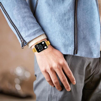 For Apple Watch 42mm / 41mm / 40mm / 38mm Small Waist Slingshot Buckle Steel Watch Band(Gold) by bashfashion
