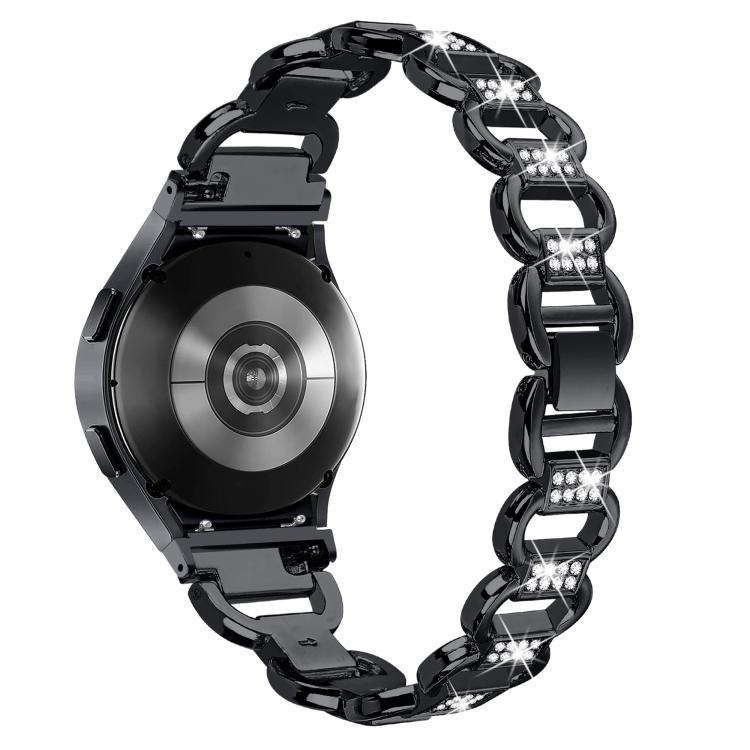 For Samsung Galaxy Watch 7 40mm / 44mm Metal Head Oval Diamond Stainless Steel Watch Band(Black) by bashfashion