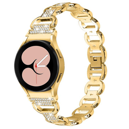 For Samsung Galaxy Watch 7 40mm / 44mm Metal Head Oval Diamond Stainless Steel Watch Band(Gold) by bashfashion