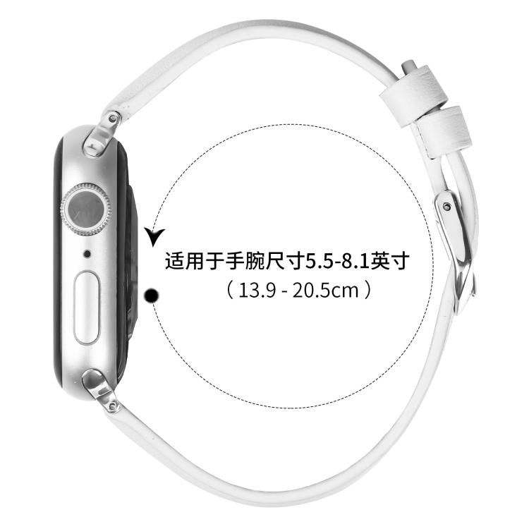 For Apple Watch 46mm / 49mm / 45mm / 44mm Small Waist PU Leather Watch Band(White) by bashfashion