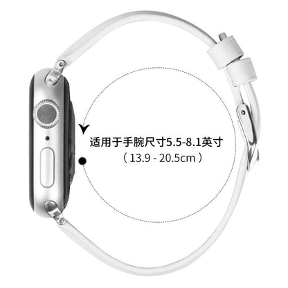 For Apple Watch 46mm / 49mm / 45mm / 44mm Small Waist PU Leather Watch Band(White) by bashfashion
