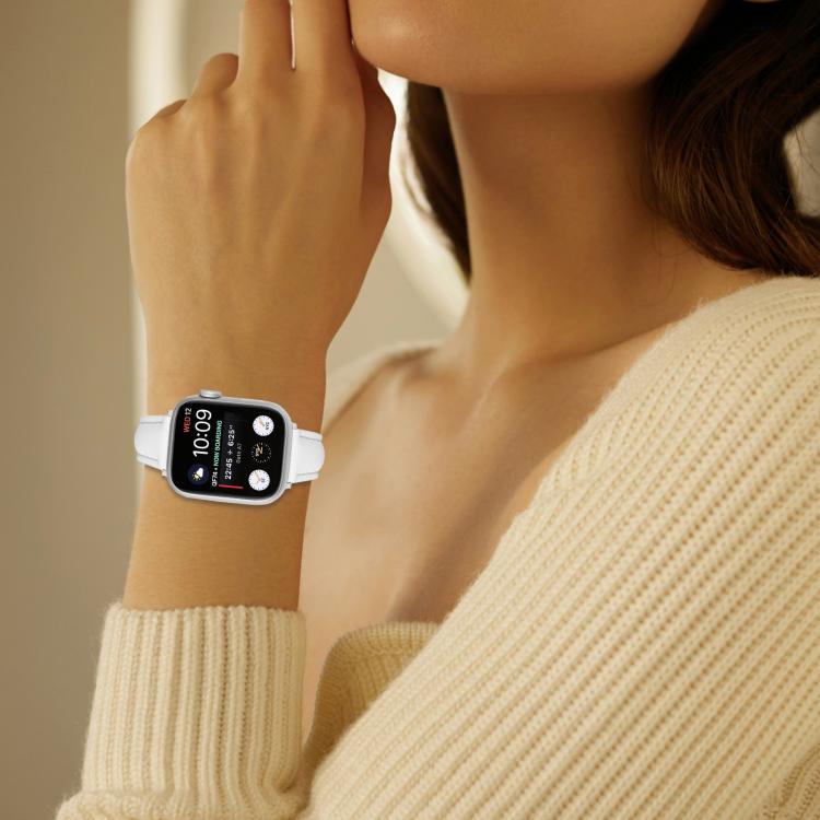 For Apple Watch 46mm / 49mm / 45mm / 44mm Small Waist PU Leather Watch Band(White) by bashfashion