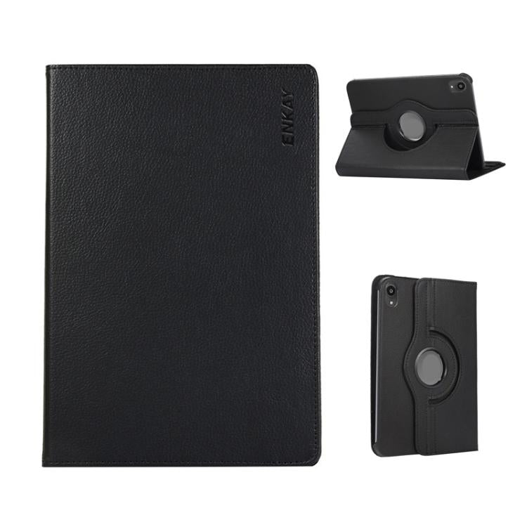 For iPad mini 2024 / mini 6 ENKAY 360 Degree Rotation Litchi Leather Smart Tablet Case(Black) by ENKAY