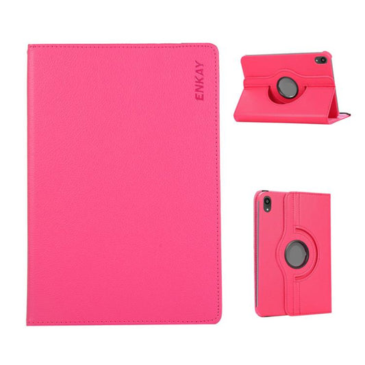 For iPad mini 2024 / mini 6 ENKAY 360 Degree Rotation Litchi Leather Smart Tablet Case(Rose Red) by ENKAY