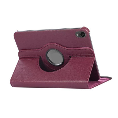For iPad mini 2024 / mini 6 ENKAY 360 Degree Rotation Litchi Leather Smart Tablet Case(Dark Purple) by ENKAY