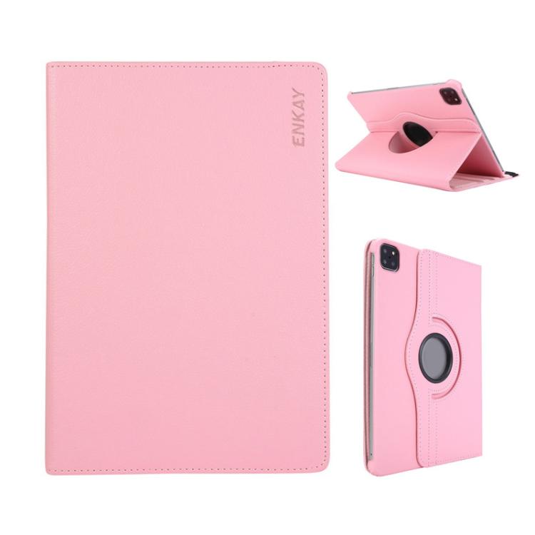 For iPad Pro 13 2025 / 2024 ENKAY 360 Degree Rotation Litchi Leather Smart Tablet Case(Pink) by ENKAY