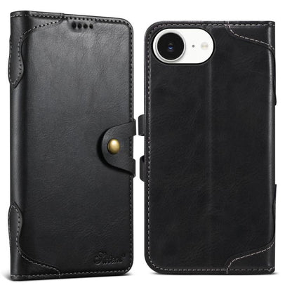 For iPhone 16e Suteni Q-03 Oil Wax Magnetic Clasp Leather Phone Case(Black) by Suteni