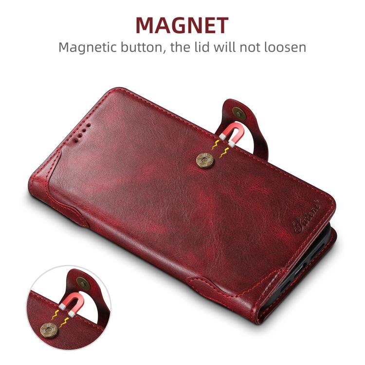 For iPhone 16 Suteni Q-03 Oil Wax Magnetic Clasp Leather Phone Case(Red) by Suteni