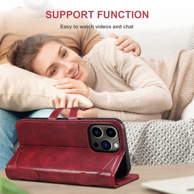 For iPhone 16 Suteni Q-03 Oil Wax Magnetic Clasp Leather Phone Case(Red) by Suteni