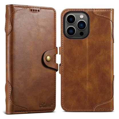 For iPhone 15 Pro Suteni Q-03 Oil Wax Magnetic Clasp Leather Phone Case(Brown) by Suteni