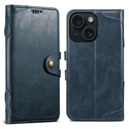 For iPhone 15 Suteni Q-03 Oil Wax Magnetic Clasp Leather Phone Case(Blue) by Suteni