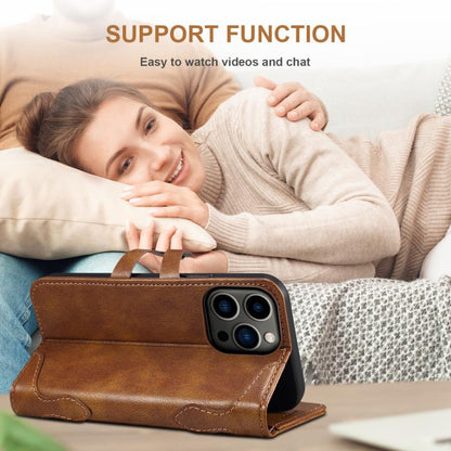 For iPhone 13 Pro Suteni Q-03 Oil Wax Magnetic Clasp Leather Phone Case(Brown) by Suteni