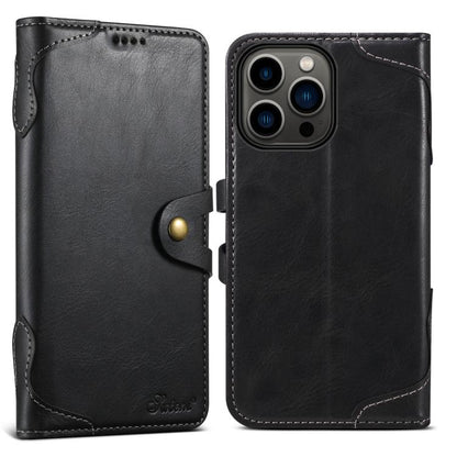 For iPhone 12 Pro Max Suteni Q-03 Oil Wax Magnetic Clasp Leather Phone Case(Black) by Suteni