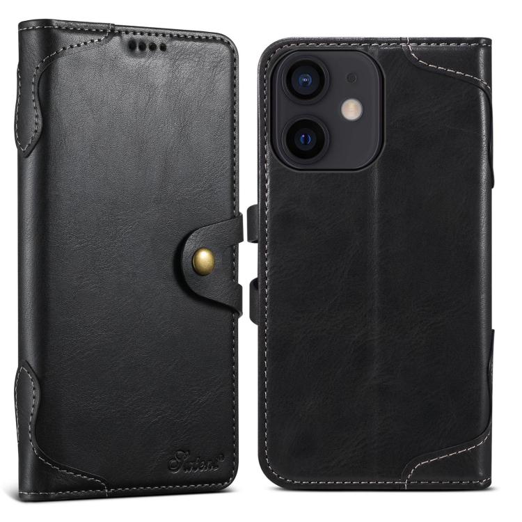For iPhone 11 Suteni Q-03 Oil Wax Magnetic Clasp Leather Phone Case(Black) by Suteni