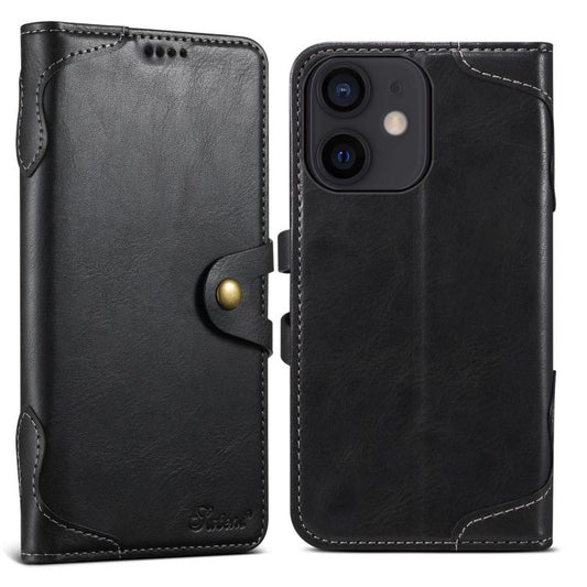 For iPhone 11 Suteni Q-03 Oil Wax Magnetic Clasp Leather Phone Case(Black) by Suteni