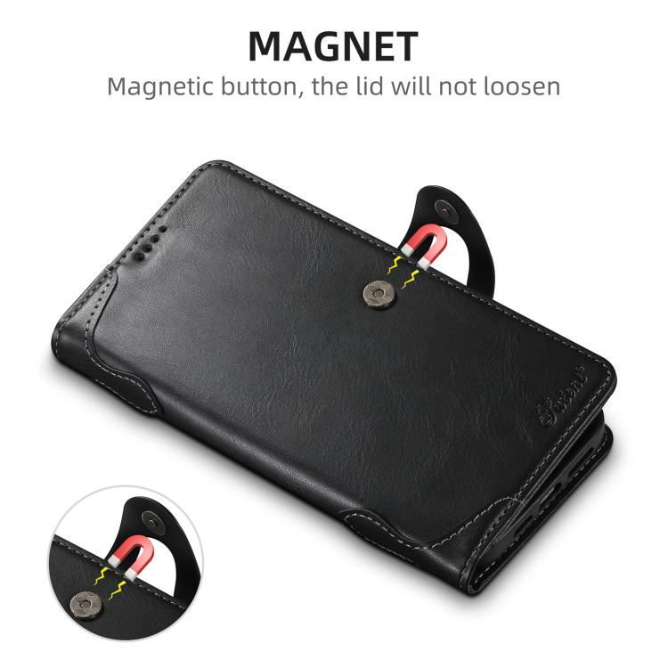 For iPhone 11 Suteni Q-03 Oil Wax Magnetic Clasp Leather Phone Case(Black) by Suteni