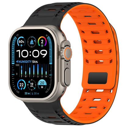 For Apple Watch 42mm / 41mm / 40mm / 38mm Mountain Armor Magnetic Silicone Watch Band(Black Orange) by bashfashion