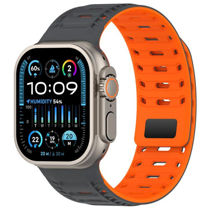 For Apple Watch 42mm / 41mm / 40mm / 38mm Mountain Armor Magnetic Silicone Watch Band(Gray Orange) by bashfashion