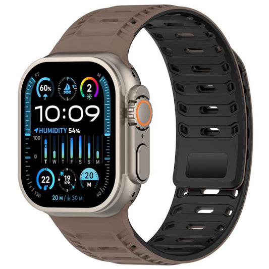 For Apple Watch 42mm / 41mm / 40mm / 38mm Mountain Armor Magnetic Silicone Watch Band(Chocolate Black) by bashfashion