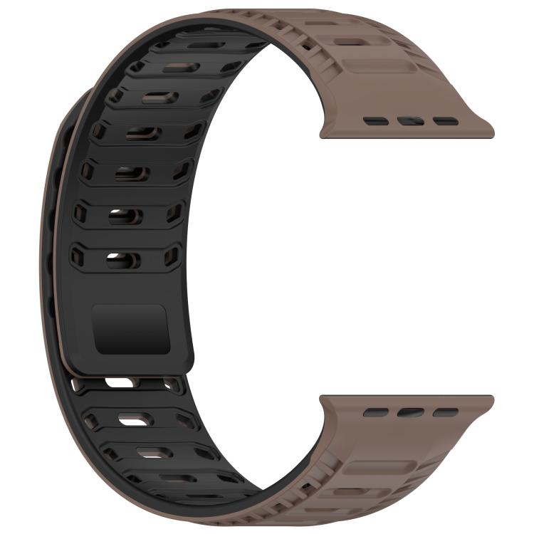 For Apple Watch 42mm / 41mm / 40mm / 38mm Mountain Armor Magnetic Silicone Watch Band(Chocolate Black) by bashfashion