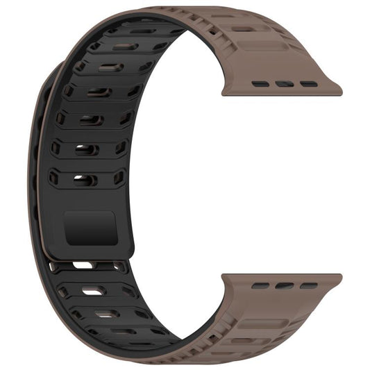 For Apple Watch 42mm / 41mm / 40mm / 38mm Mountain Armor Magnetic Silicone Watch Band(Chocolate Black) by bashfashion
