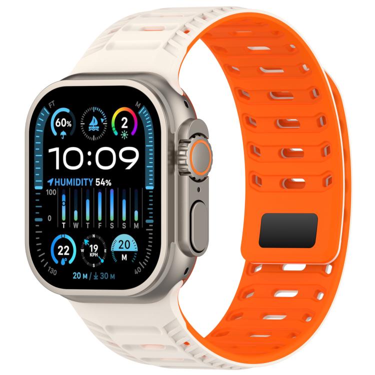 For Apple Watch 42mm / 41mm / 40mm / 38mm Mountain Armor Magnetic Silicone Watch Band(Starlight Orange) by bashfashion
