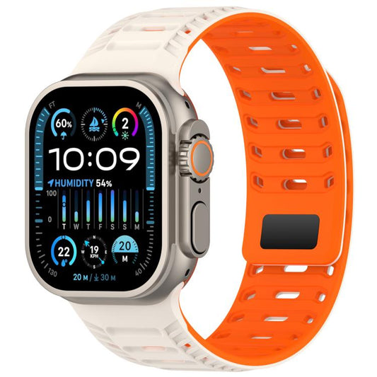 For Apple Watch 42mm / 41mm / 40mm / 38mm Mountain Armor Magnetic Silicone Watch Band(Starlight Orange) by bashfashion