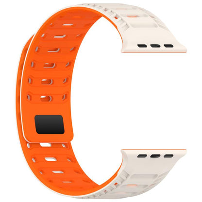 For Apple Watch 42mm / 41mm / 40mm / 38mm Mountain Armor Magnetic Silicone Watch Band(Starlight Orange) by bashfashion