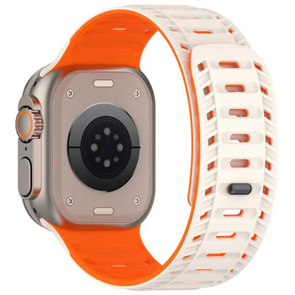 For Apple Watch 42mm / 41mm / 40mm / 38mm Mountain Armor Magnetic Silicone Watch Band(Starlight Orange) by bashfashion