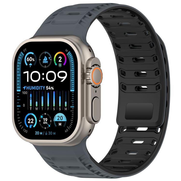 For Apple Watch 42mm / 41mm / 40mm / 38mm Mountain Armor Magnetic Silicone Watch Band(Starlight Gray Black) by bashfashion