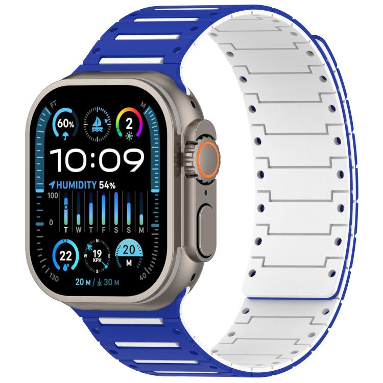 For Apple Watch 46mm / 49mm / 45mm / 44mm Colorful Spirit Piano Soft Magnetic Two-tone Watch Band(Blue White) by bashfashion