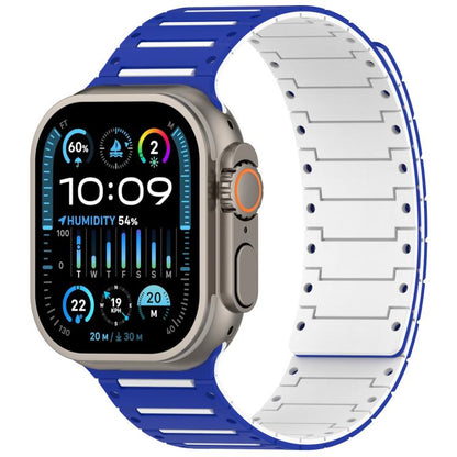 For Apple Watch 46mm / 49mm / 45mm / 44mm Colorful Spirit Piano Soft Magnetic Two-tone Watch Band(Blue White) by bashfashion