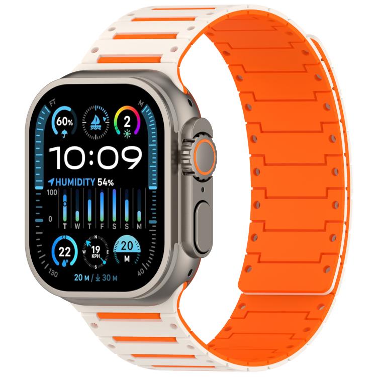For Apple Watch 46mm / 49mm / 45mm / 44mm Colorful Spirit Piano Soft Magnetic Two-tone Watch Band(Starlight Orange) by bashfashion