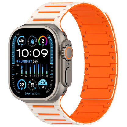 For Apple Watch 46mm / 49mm / 45mm / 44mm Colorful Spirit Piano Soft Magnetic Two-tone Watch Band(Starlight Orange) by bashfashion