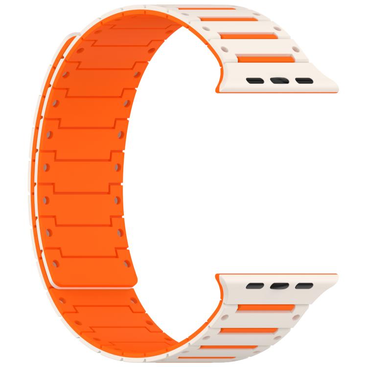 For Apple Watch 46mm / 49mm / 45mm / 44mm Colorful Spirit Piano Soft Magnetic Two-tone Watch Band(Starlight Orange) by bashfashion