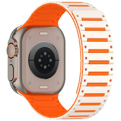 For Apple Watch 46mm / 49mm / 45mm / 44mm Colorful Spirit Piano Soft Magnetic Two-tone Watch Band(Starlight Orange) by bashfashion
