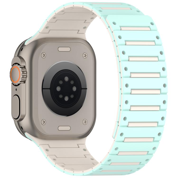 For Apple Watch 46mm / 49mm / 45mm / 44mm Colorful Spirit Piano Soft Magnetic Two-tone Watch Band(Mint Starlight) by bashfashion