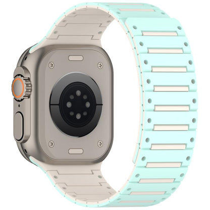 For Apple Watch 46mm / 49mm / 45mm / 44mm Colorful Spirit Piano Soft Magnetic Two-tone Watch Band(Mint Starlight) by bashfashion