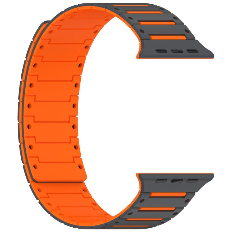 For Apple Watch 46mm / 49mm / 45mm / 44mm Colorful Spirit Piano Soft Magnetic Two-tone Watch Band(Gray Orange) by bashfashion