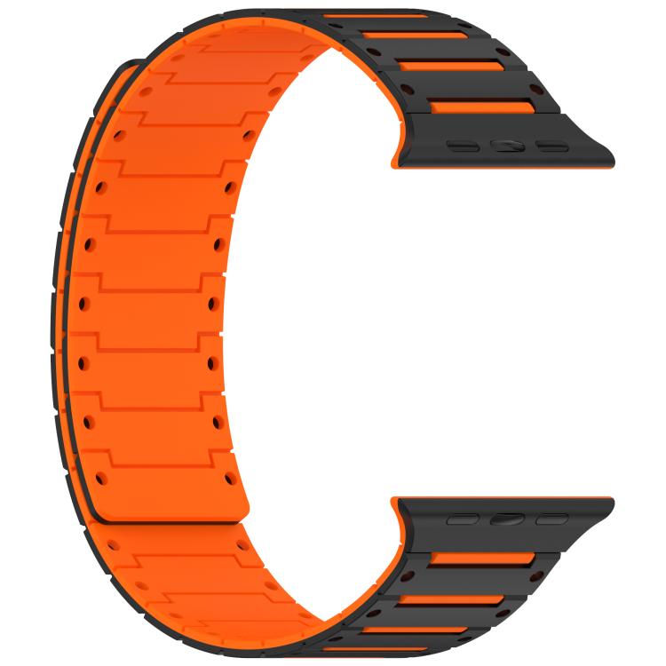 For Apple Watch 46mm / 49mm / 45mm / 44mm Colorful Spirit Piano Soft Magnetic Two-tone Watch Band(Black Orange) by bashfashion