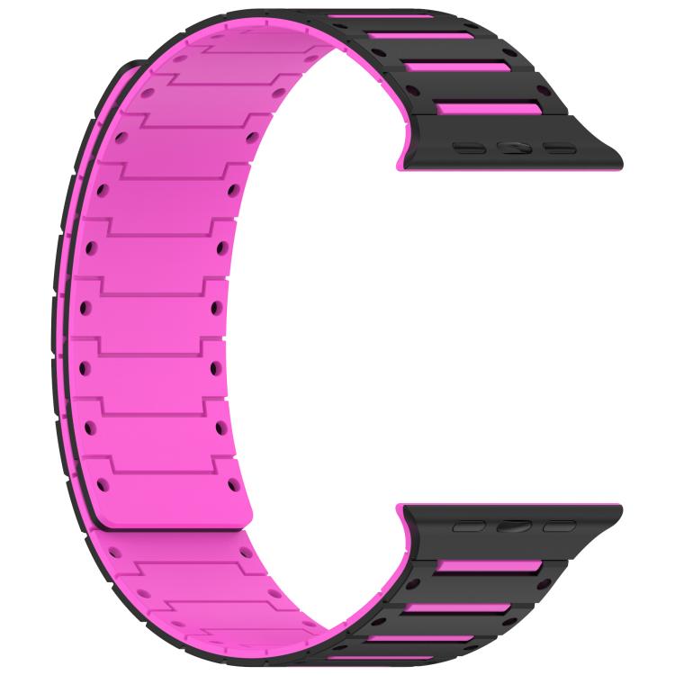 For Apple Watch 46mm / 49mm / 45mm / 44mm Colorful Spirit Piano Soft Magnetic Two-tone Watch Band(Black Rose Pink) by bashfashion