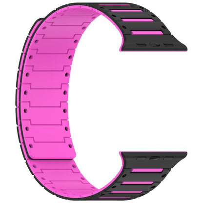 For Apple Watch 46mm / 49mm / 45mm / 44mm Colorful Spirit Piano Soft Magnetic Two-tone Watch Band(Black Rose Pink) by bashfashion