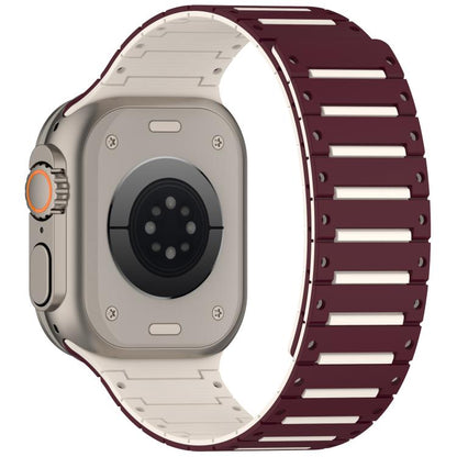 For Apple Watch 46mm / 49mm / 45mm / 44mm Colorful Spirit Piano Soft Magnetic Two-tone Watch Band(Burgundy Starlight) by bashfashion