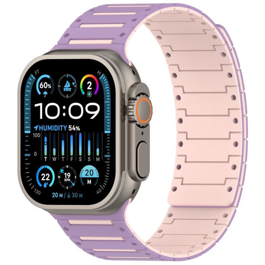 For Apple Watch 46mm / 49mm / 45mm / 44mm Colorful Spirit Piano Soft Magnetic Two-tone Watch Band(Lavender Sand) by bashfashion