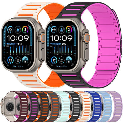 For Apple Watch 46mm / 49mm / 45mm / 44mm Colorful Spirit Piano Soft Magnetic Two-tone Watch Band(Mint Starlight) by bashfashion