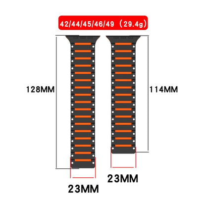 For Apple Watch 46mm / 49mm / 45mm / 44mm Colorful Spirit Piano Soft Magnetic Two-tone Watch Band(Black Rose Pink) by bashfashion