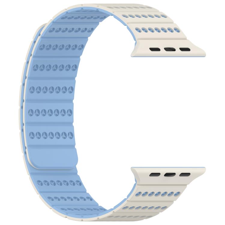 For Apple Watch 42mm / 41mm / 40mm / 38mm Honeycomb Magnetic Watch Band(Antique White Misty Blue) by bashfashion